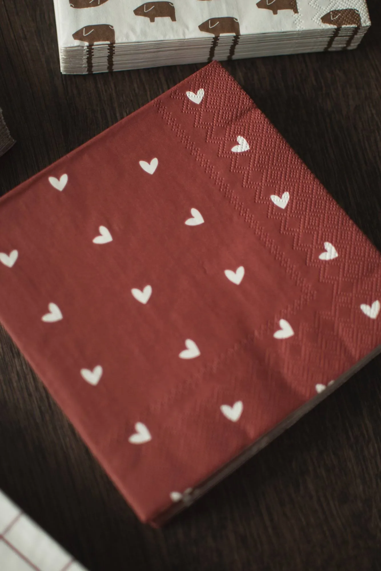Heart pappersservett 33x33 cm 20-pack, Dark red DBKD