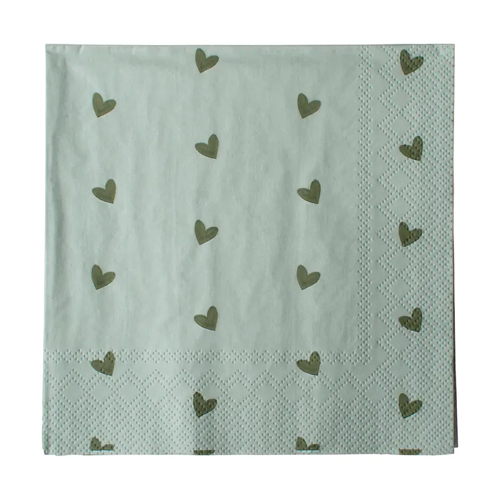 Heart pappersservett 33x33 cm 20-pack - Green - DBKD