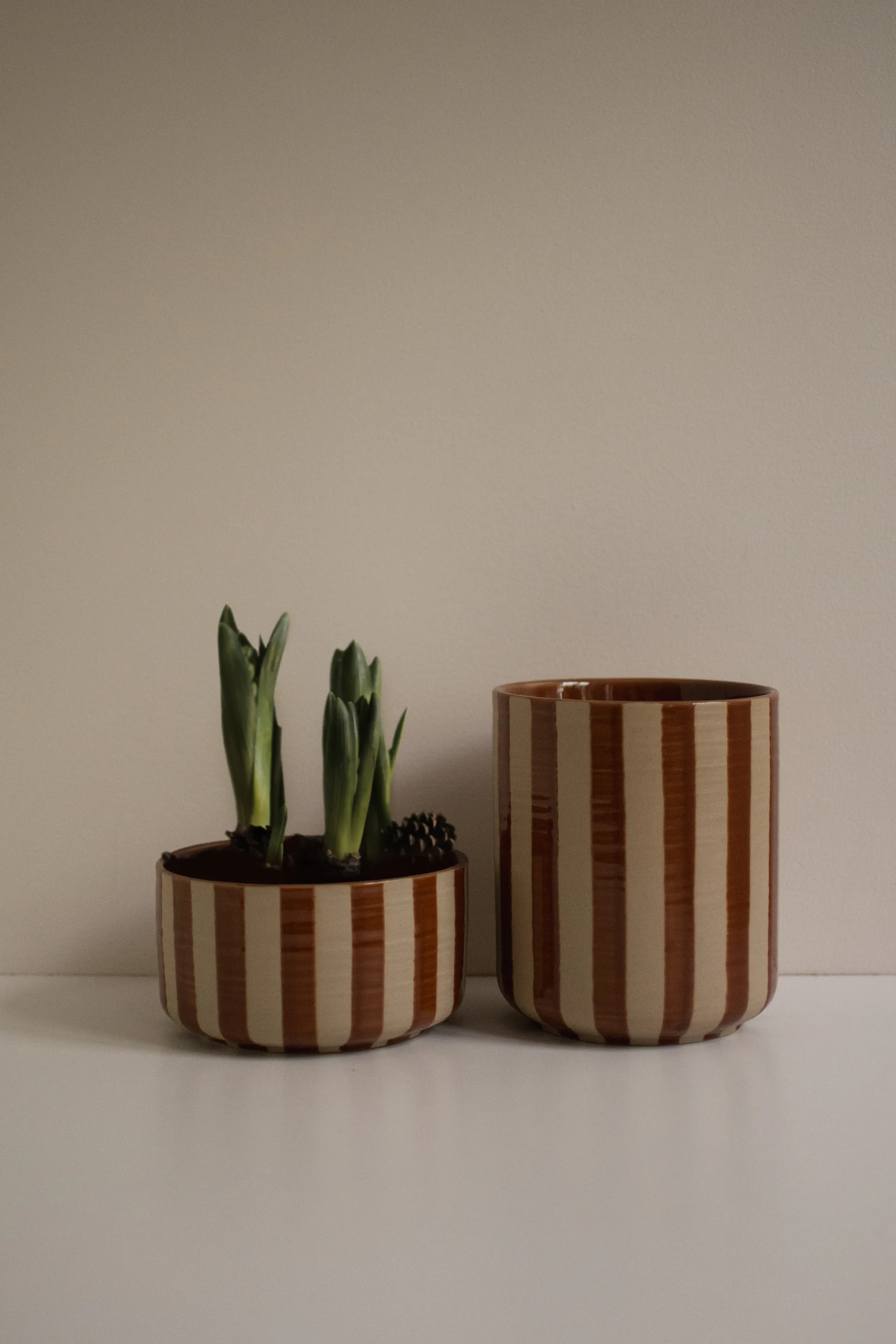 Line dekorationsskål Ø16 cm, Stripe nougat DBKD