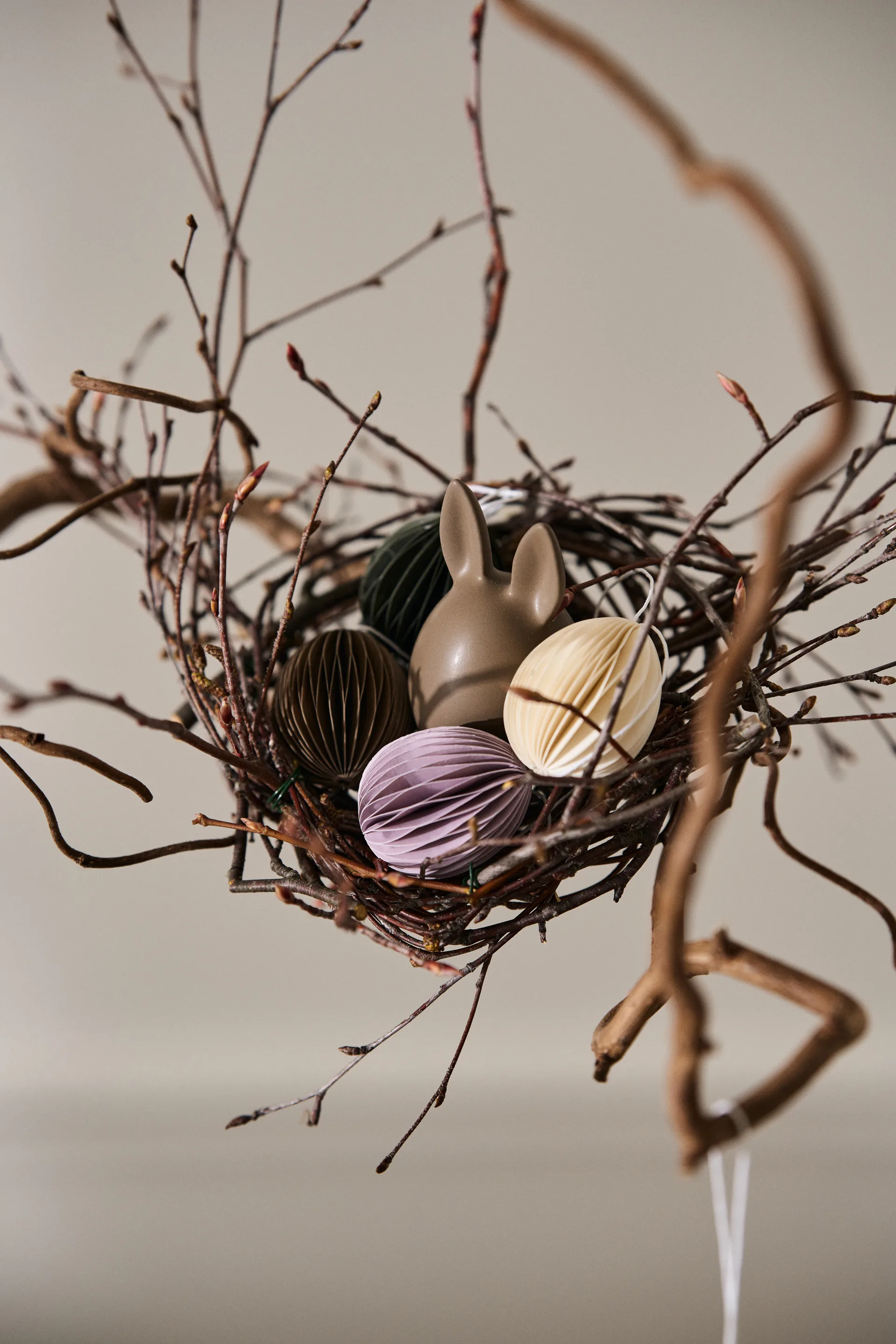 Ovoid påskhänge papper small 4 cm, White DBKD