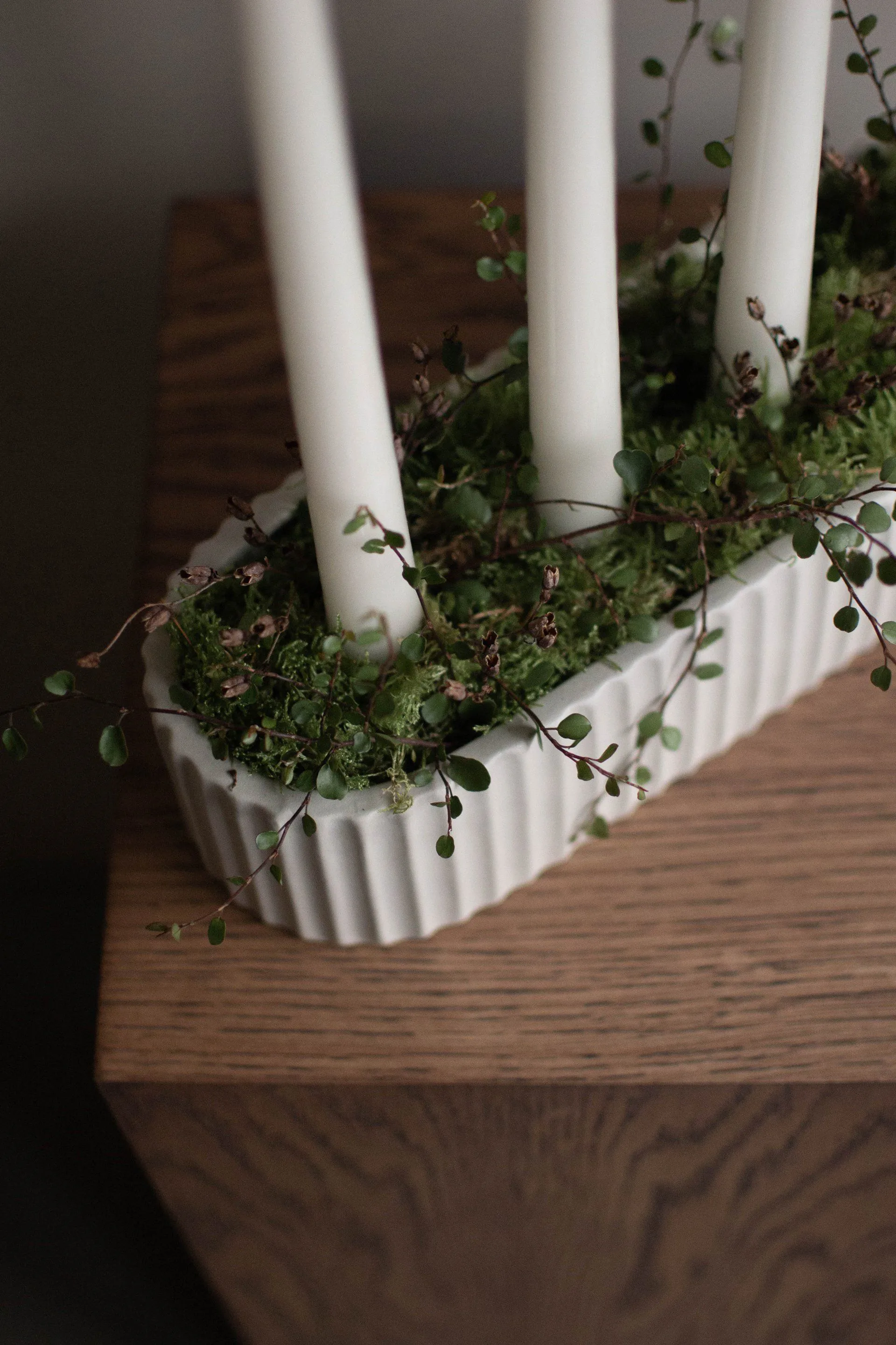 Stripe adventsljusstake 30 cm, Shiny white DBKD