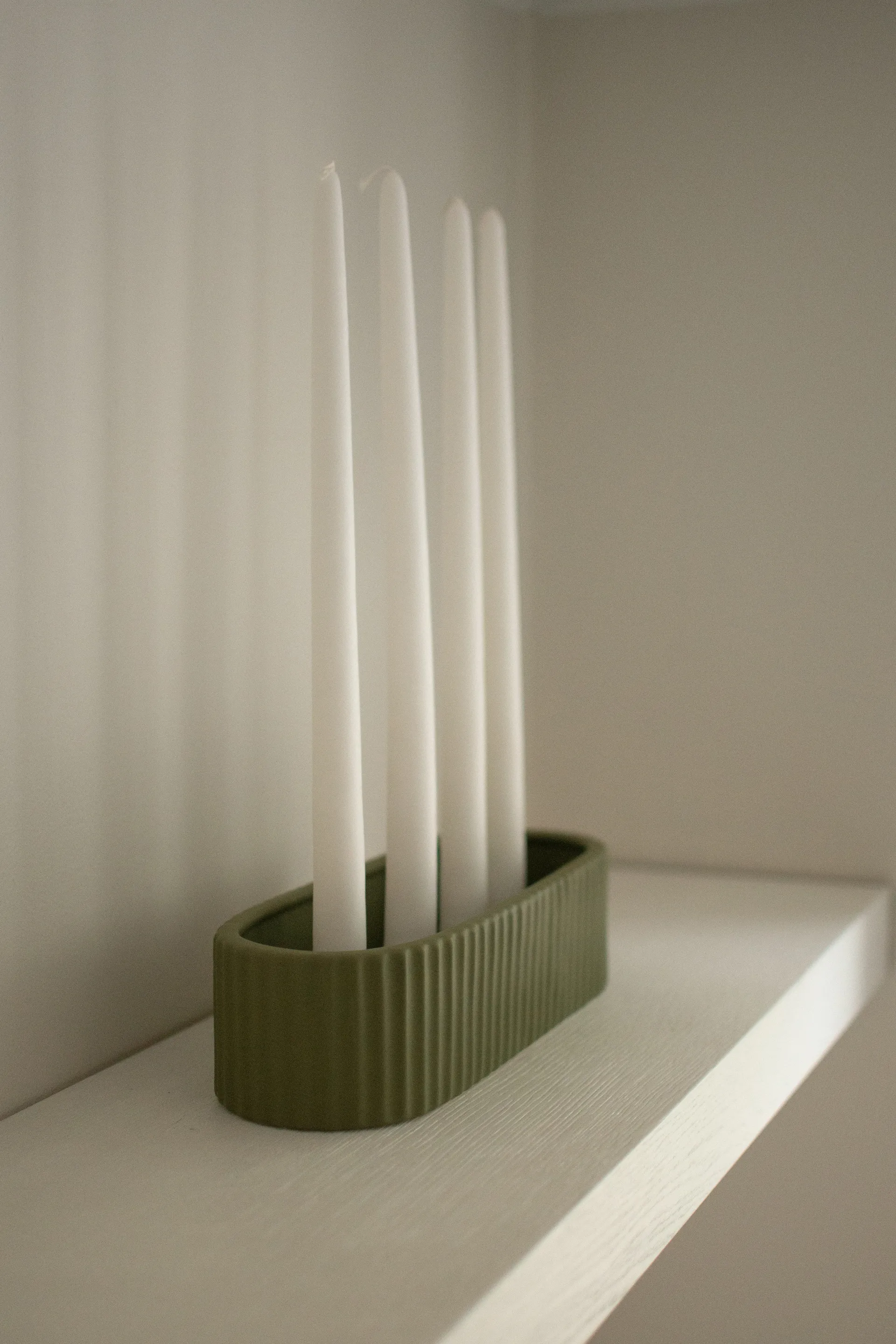 Stripe ljusstake 30 cm, Green DBKD