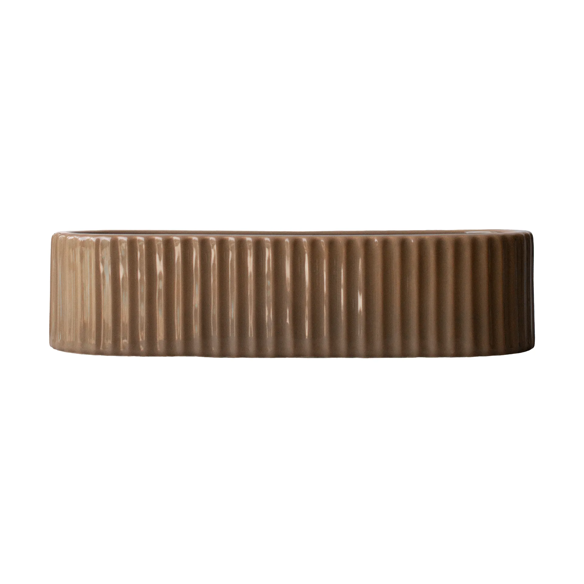 Stripe ljusstake 30 cm, Shiny nougat DBKD