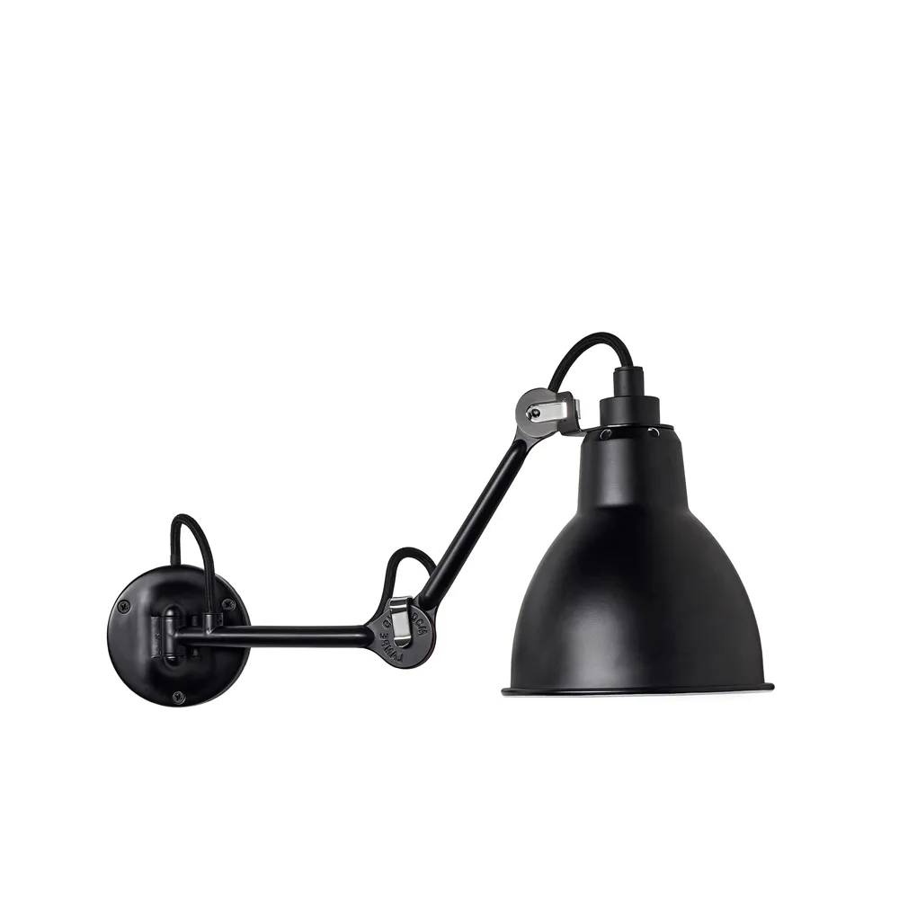 Lampe Gras 204 vägglampa, svart, rund skärm DCWéditions