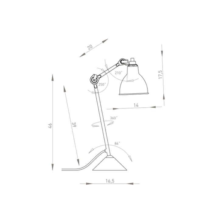 Lampe Gras 205 bordslampa, svart DCWéditions