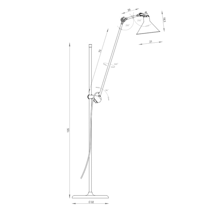 Lampe Gras 215 golvlampa, svart DCWéditions