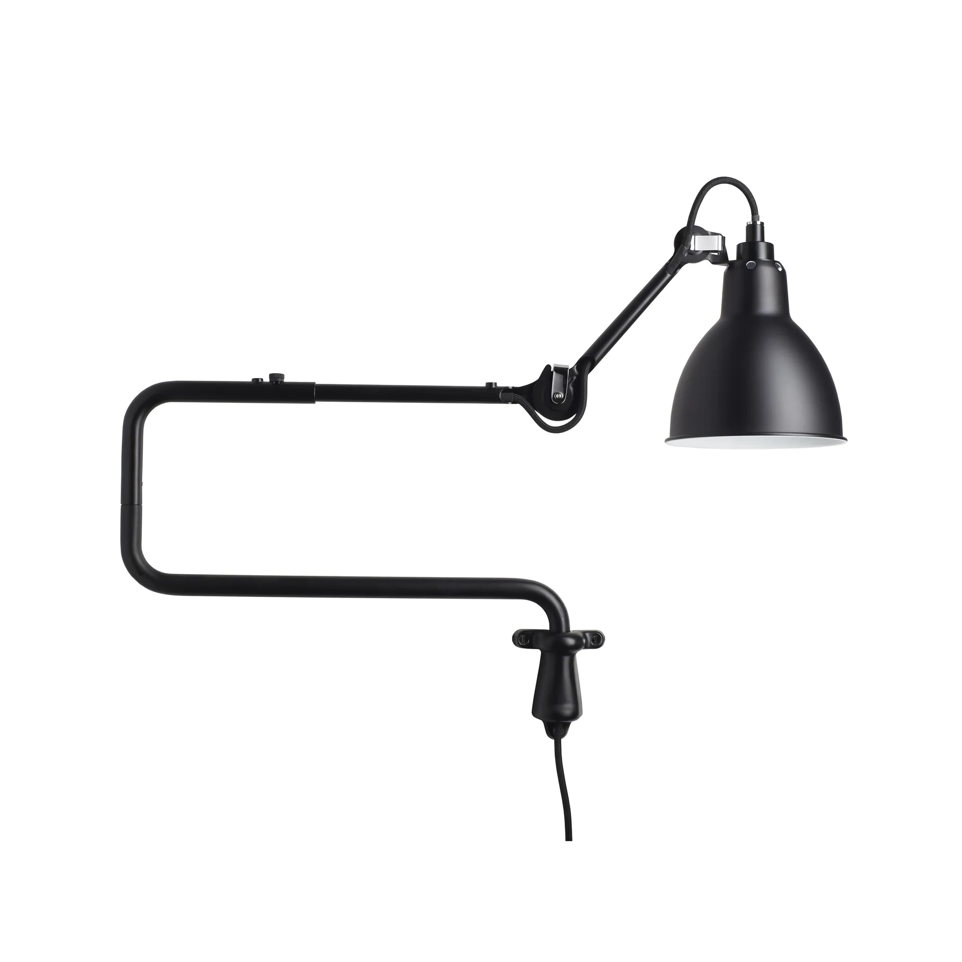 Lampe Gras 303 vägglampa, svart, rund skärm DCWéditions