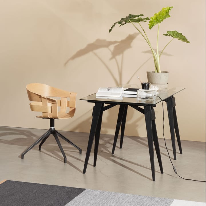 Arco skrivbord - svart lack, inkl. låda, glasskiva - Design House Stockholm