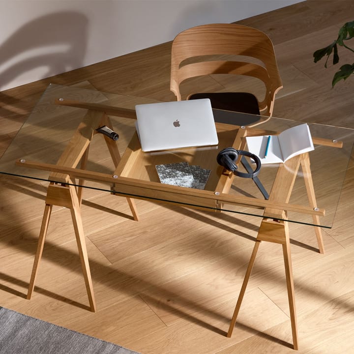 Arco skrivbord, vit lack, inkl. låda, glasskiva Design House Stockholm