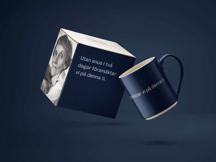 Astrid Lindgren mugg, utan snus i två dagar, Svensk text Design House Stockholm