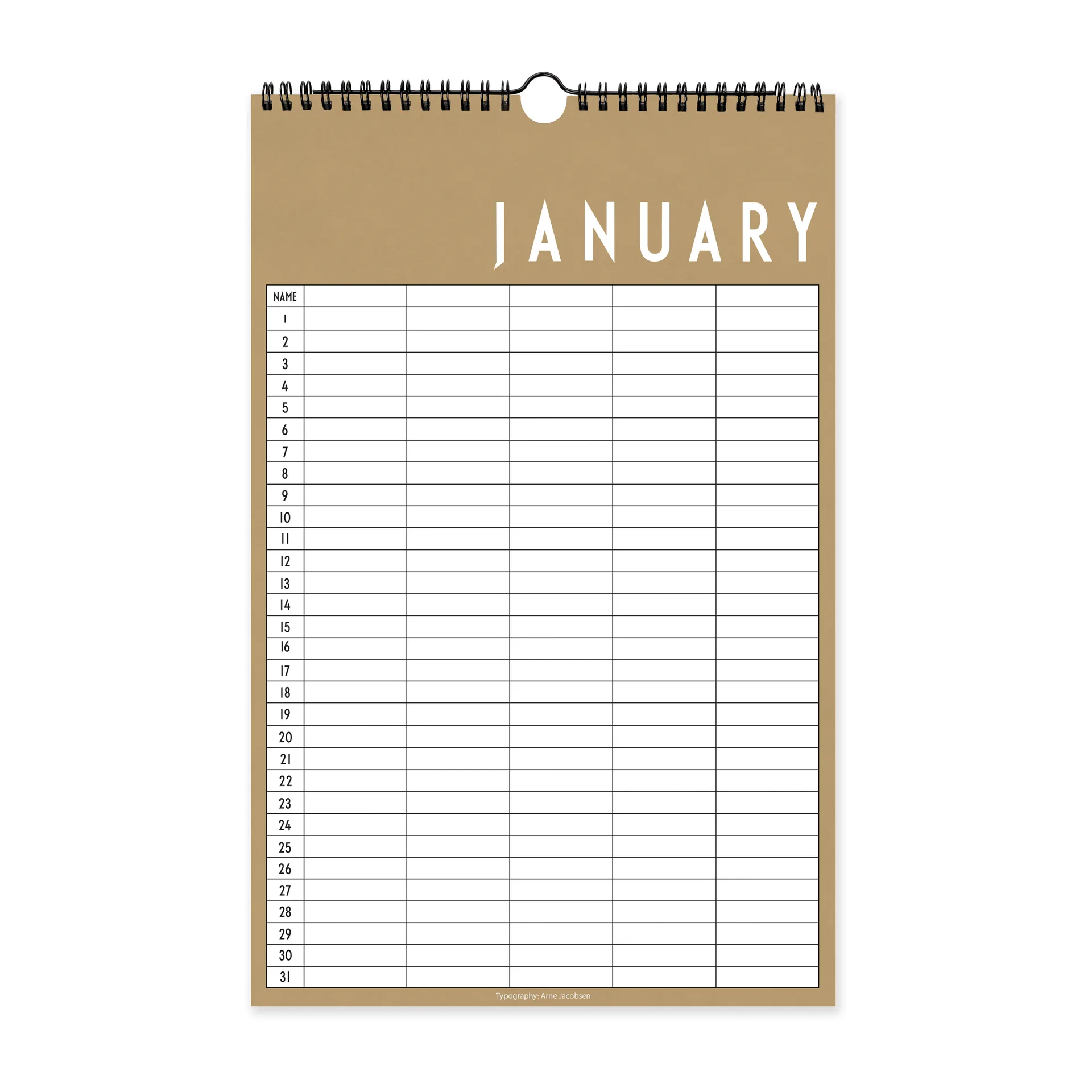 Design Letters månadskalender, Beige Design Letters