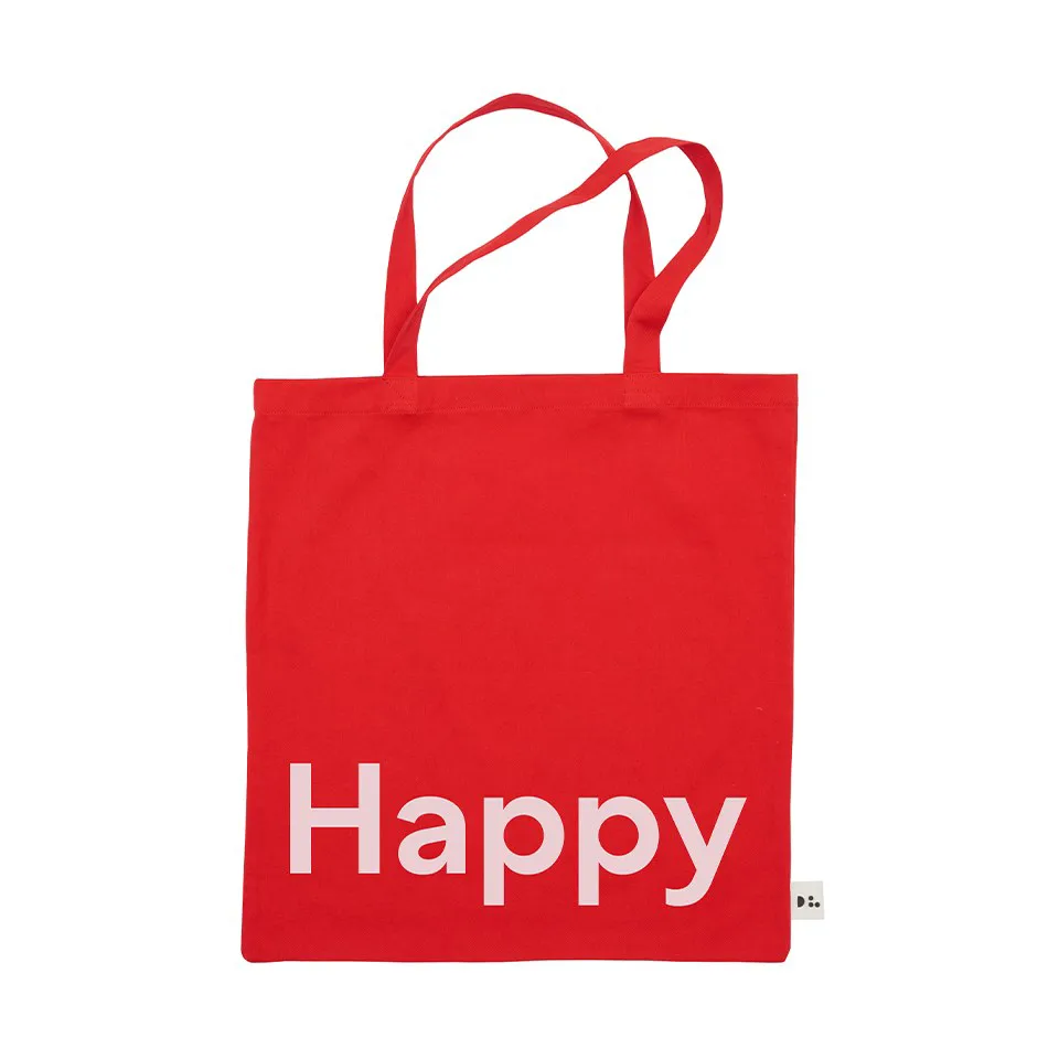 Design Letters Tote bag väska, Happy-röd Design Letters