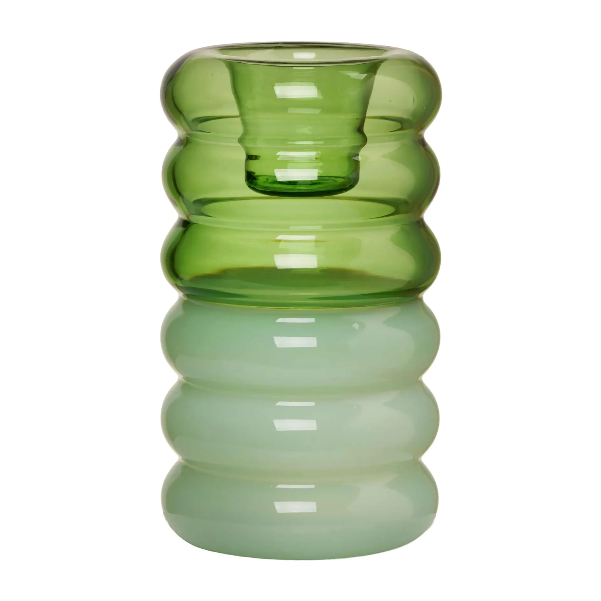 Hoop ljusstake Ø3,5x9 cm, Green-milky green Design Letters