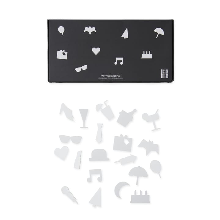Party icons till anslagstavla 20 delar - vit - Design Letters