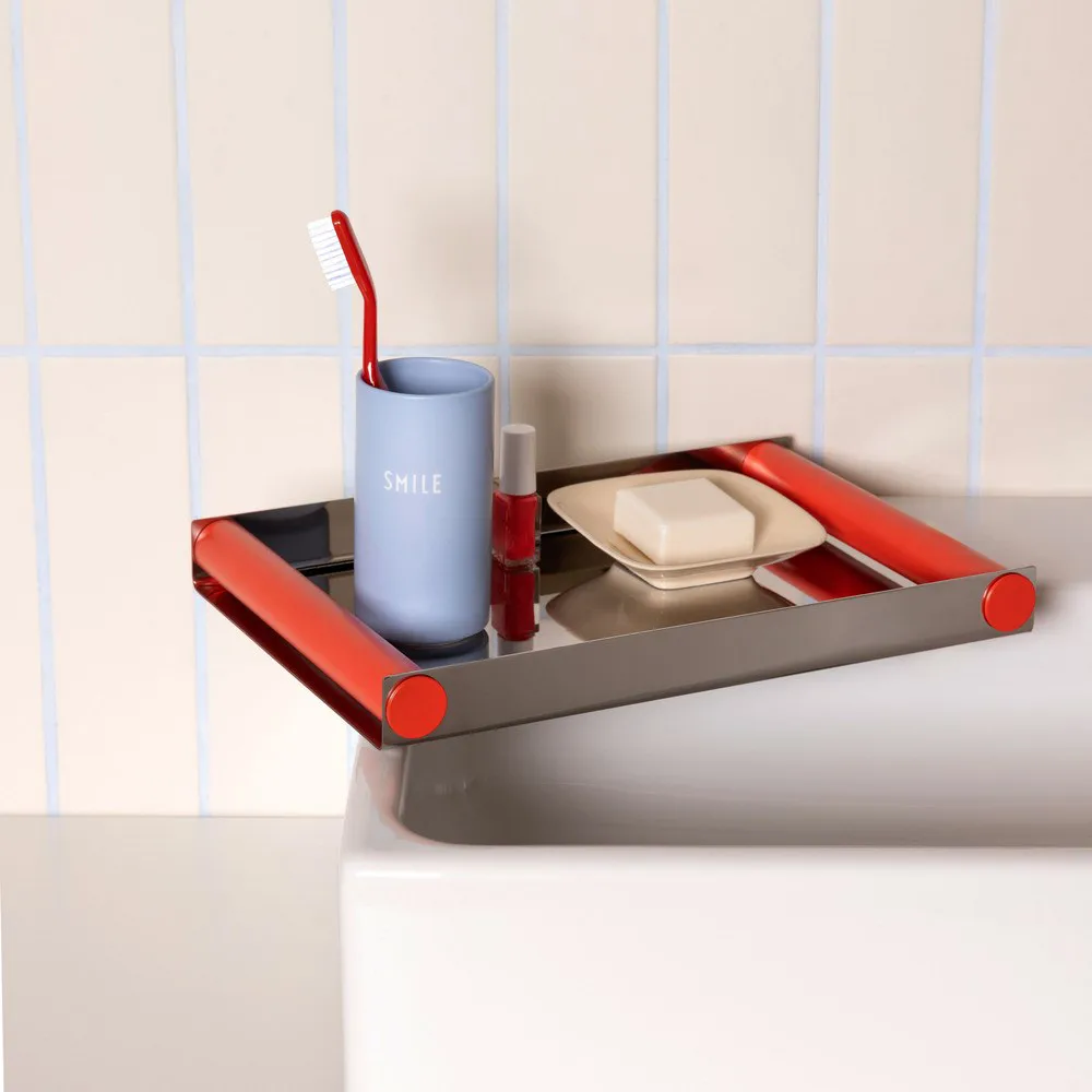 Ray tray disco bricka 20,5x30 cm, Red coral,-rostfritt stål Design Letters