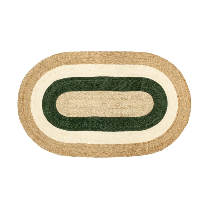 Elin striped oval jutematta 92x150 cm - Green - Dixie