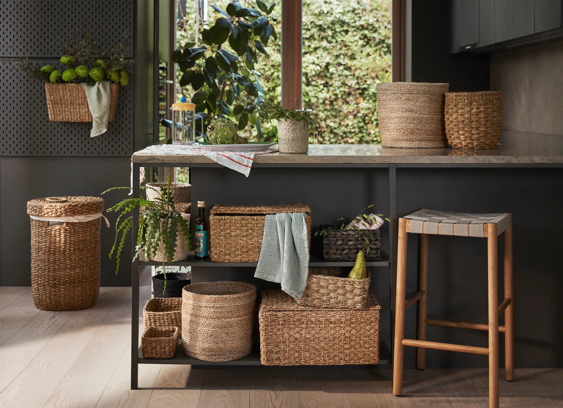 Esther förvaringskorg med lock 3 delar, Natural Dixie