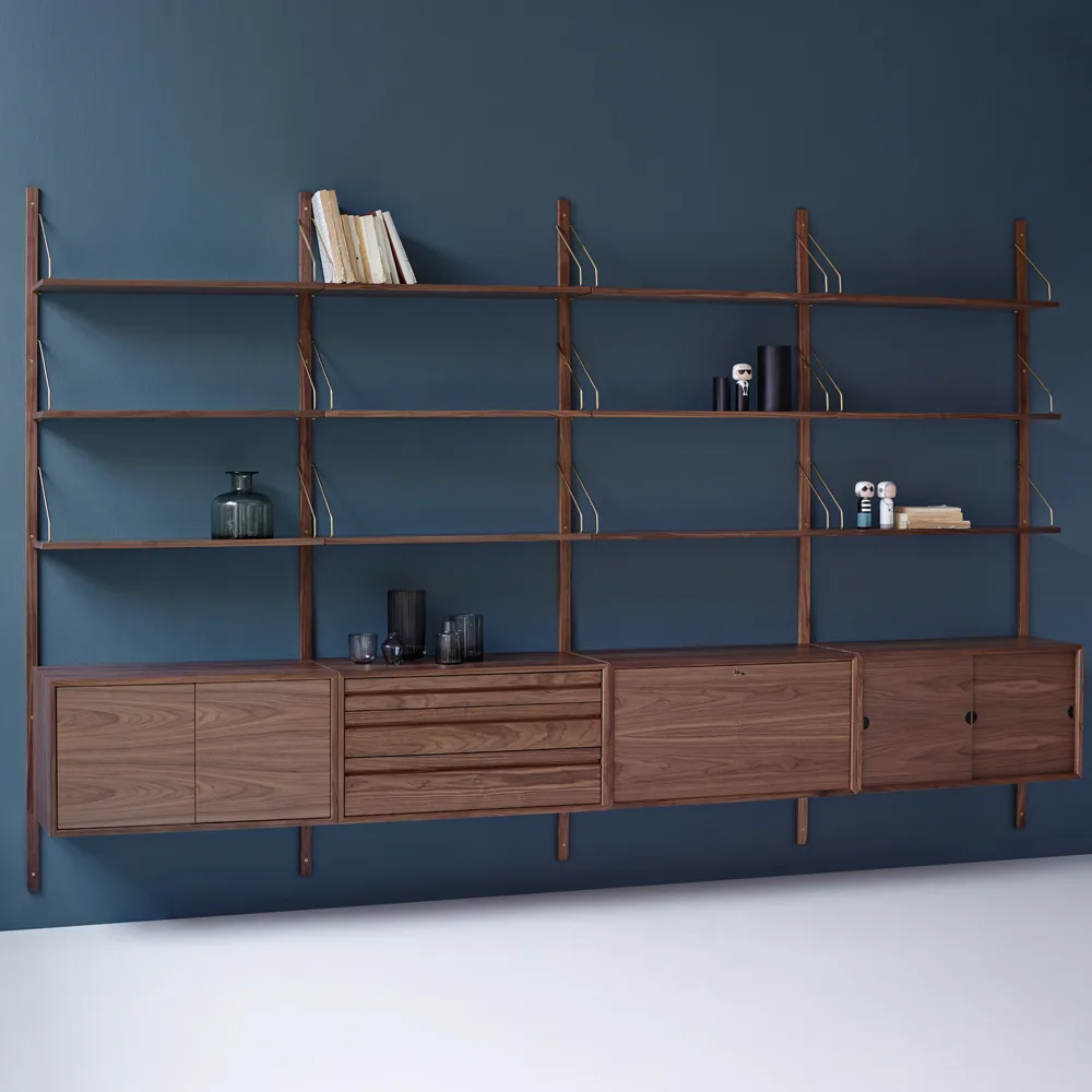 DK3-Royal skåp, valnöt olja, 2 skjutdörrar, 1 hylla dk3