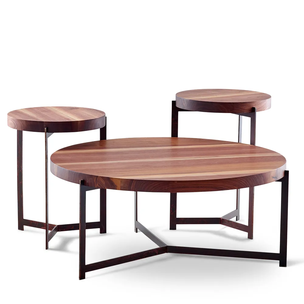 Plateau soffbord, ek olja, svartlackat stål, mellan dk3