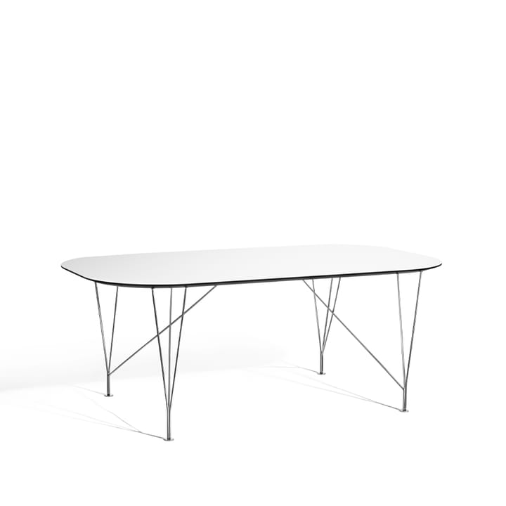 Inter matbord ovalt, Vit nanolaminat svart underkant kromben 100x180 cm Dux