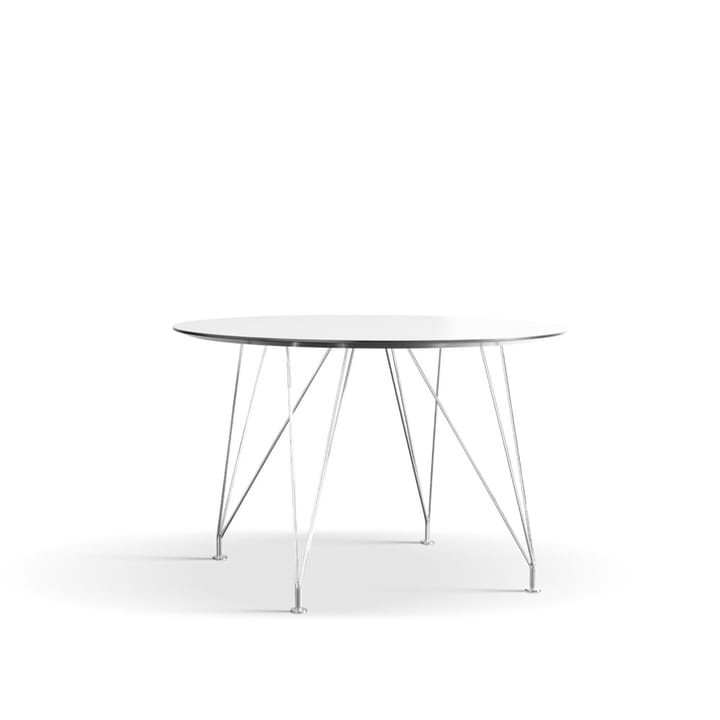 Inter matbord - Vit nanolaminat svart underkant, kromben ø110 cm - Dux