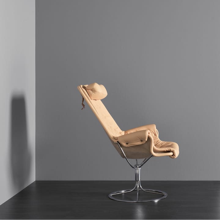 Jetson fåtölj, läder dakota 28 brun-flax bärande väv-krom Dux