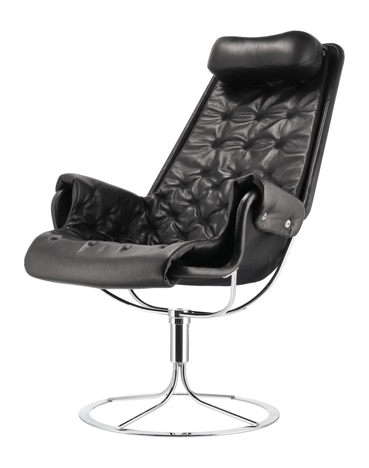 Jetson fåtölj - läder dakota 88 svart, plain bärande väv svart, kromstativ - Dux