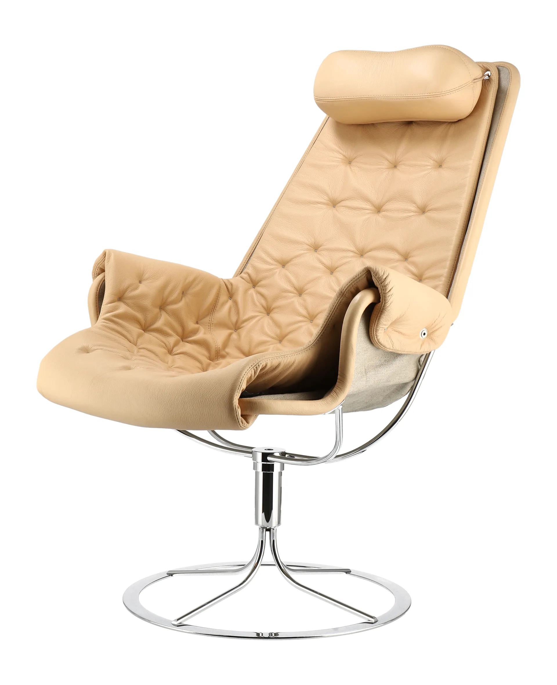 Jetson fåtölj, Läder rustical 22679 natur-flax-krom Dux