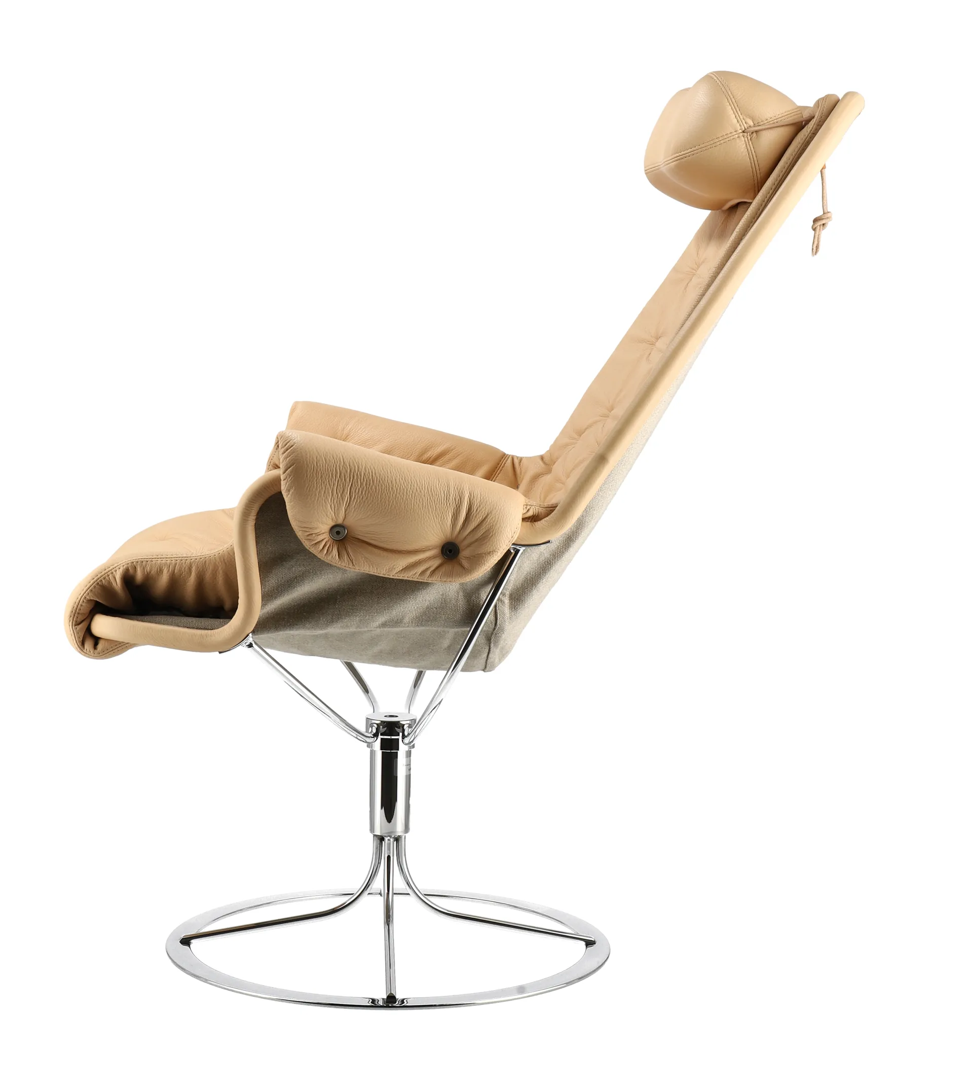 Jetson fåtölj, Läder rustical 22679 natur-flax-krom Dux