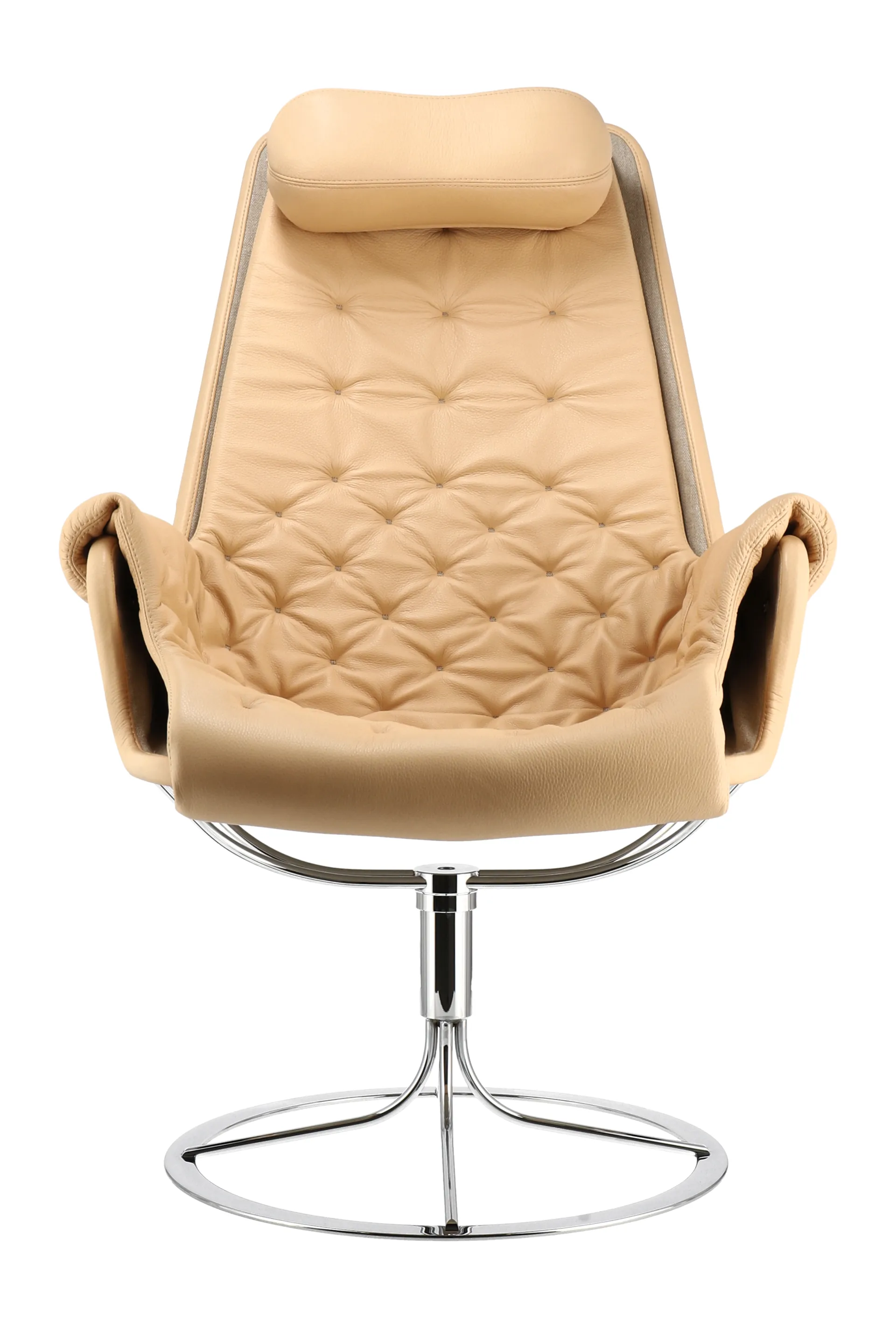 Jetson fåtölj, Läder rustical 22679 natur-flax-krom Dux