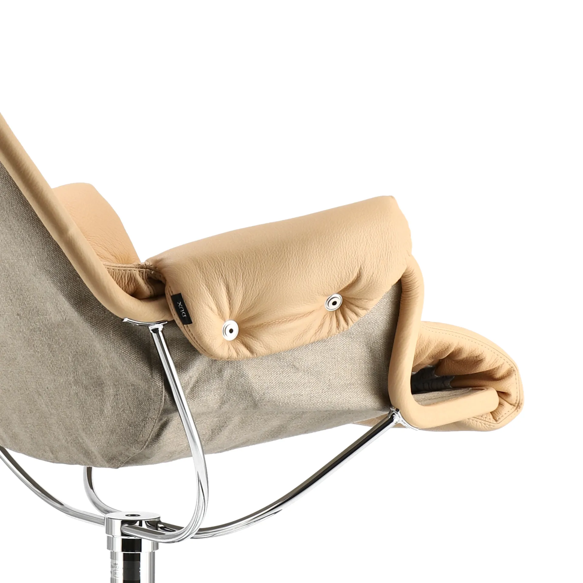 Jetson fåtölj, Läder rustical 22679 natur-flax-krom Dux