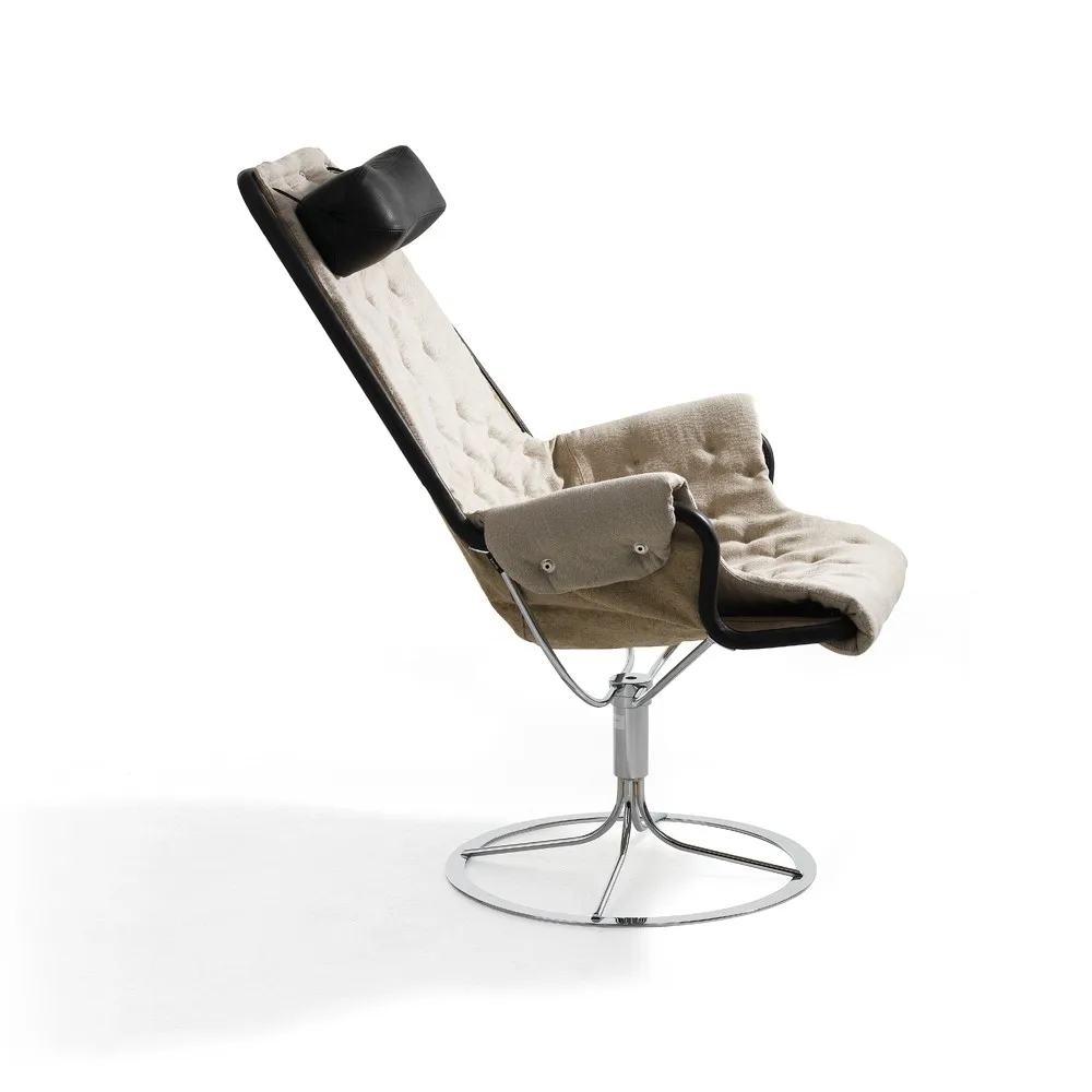 Jetson Match fåtölj, tyg flax 21 beige, dakota 88 läder svart Dux