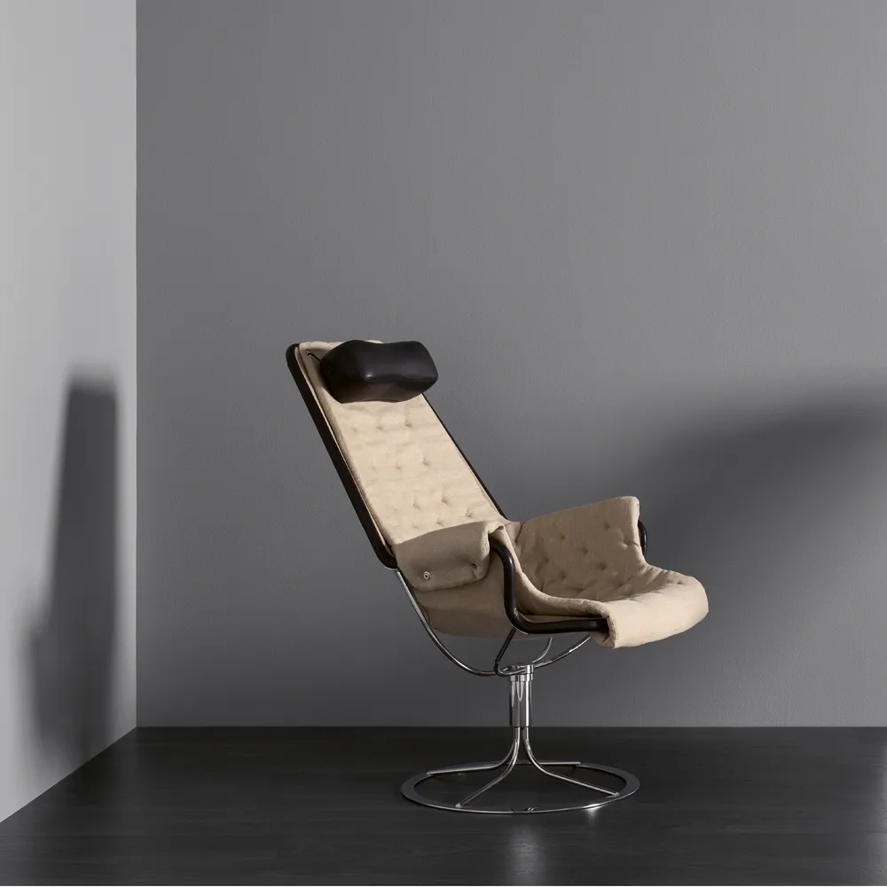 Jetson Match fåtölj, tyg flax 21 beige, dakota 88 läder svart Dux