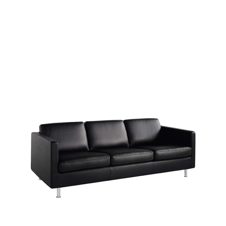 Johan 3 sits soffa - läder classic soft 88 svart, rostfria stålben - Dux