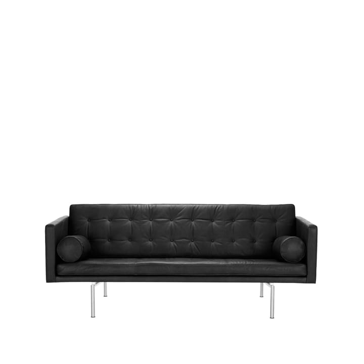 Ritzy 3 sits soffa - läder rustical svart, rostfria stålben - Dux