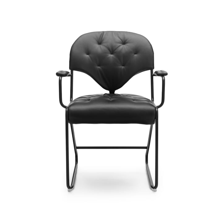 Sam karmstol - Läder classic soft 88 svart, hög, svart stativ - Dux