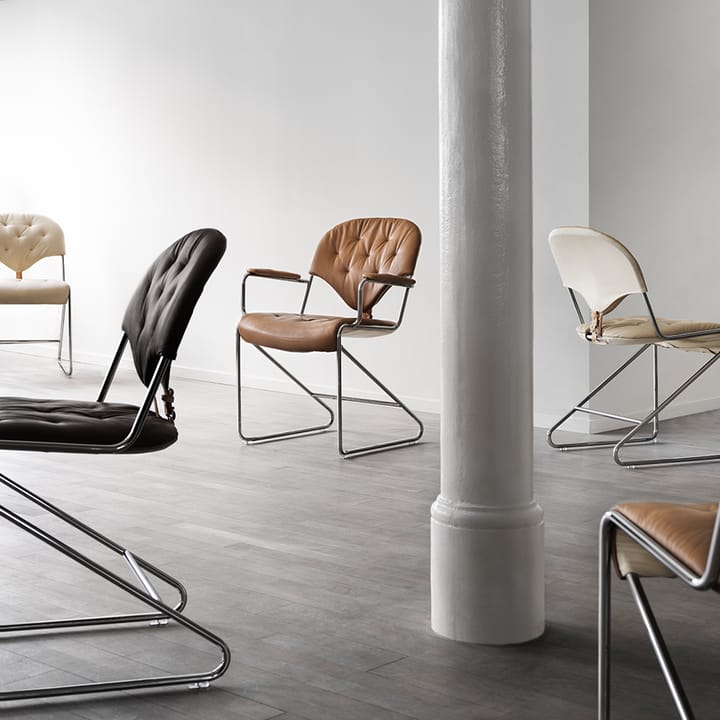 Sam stol, Läder classic soft 88 svart-hög-svart stativ Dux