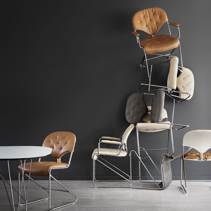 Sam stol, Läder classic soft 88 svart-hög-svart stativ Dux