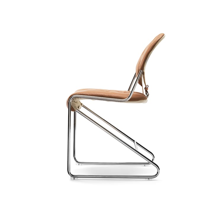 Sam stol - Läder naturale camel, hög, kromstativ, baksida plain 20 - Dux
