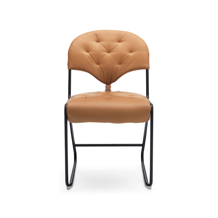 Sam stol - Läder naturale camel, hög, svart stativ, baksida plain 20 - Dux