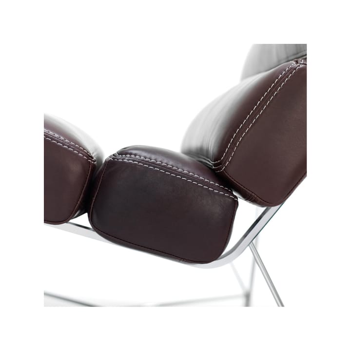 Spider Chair fåtölj - Läder classic soft 25 brun kromstativ vit stickning - Dux