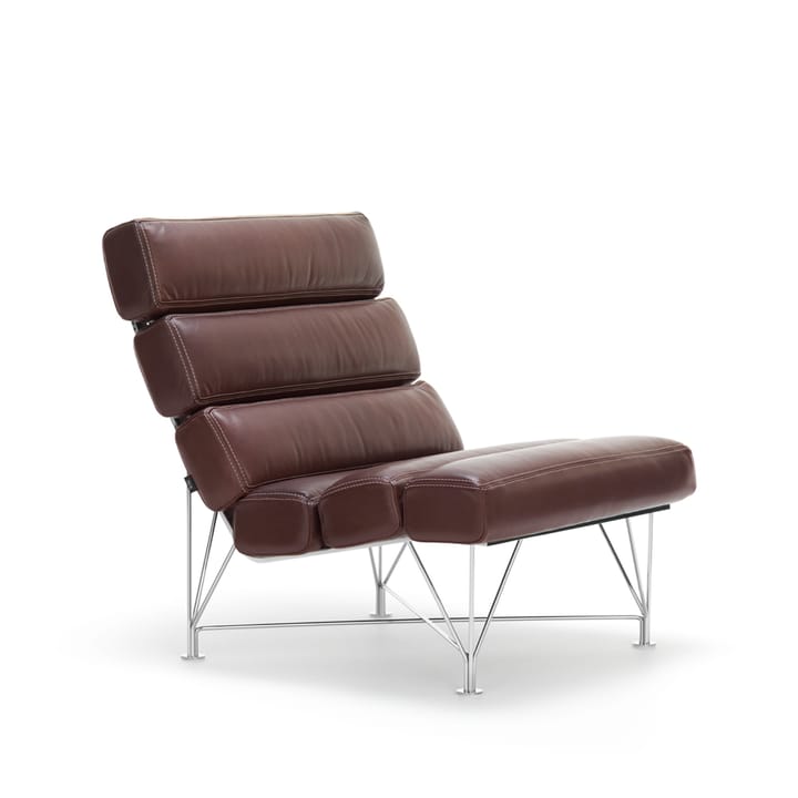 Spider Chair fåtölj - Läder classic soft 25 brun kromstativ vit stickning - Dux