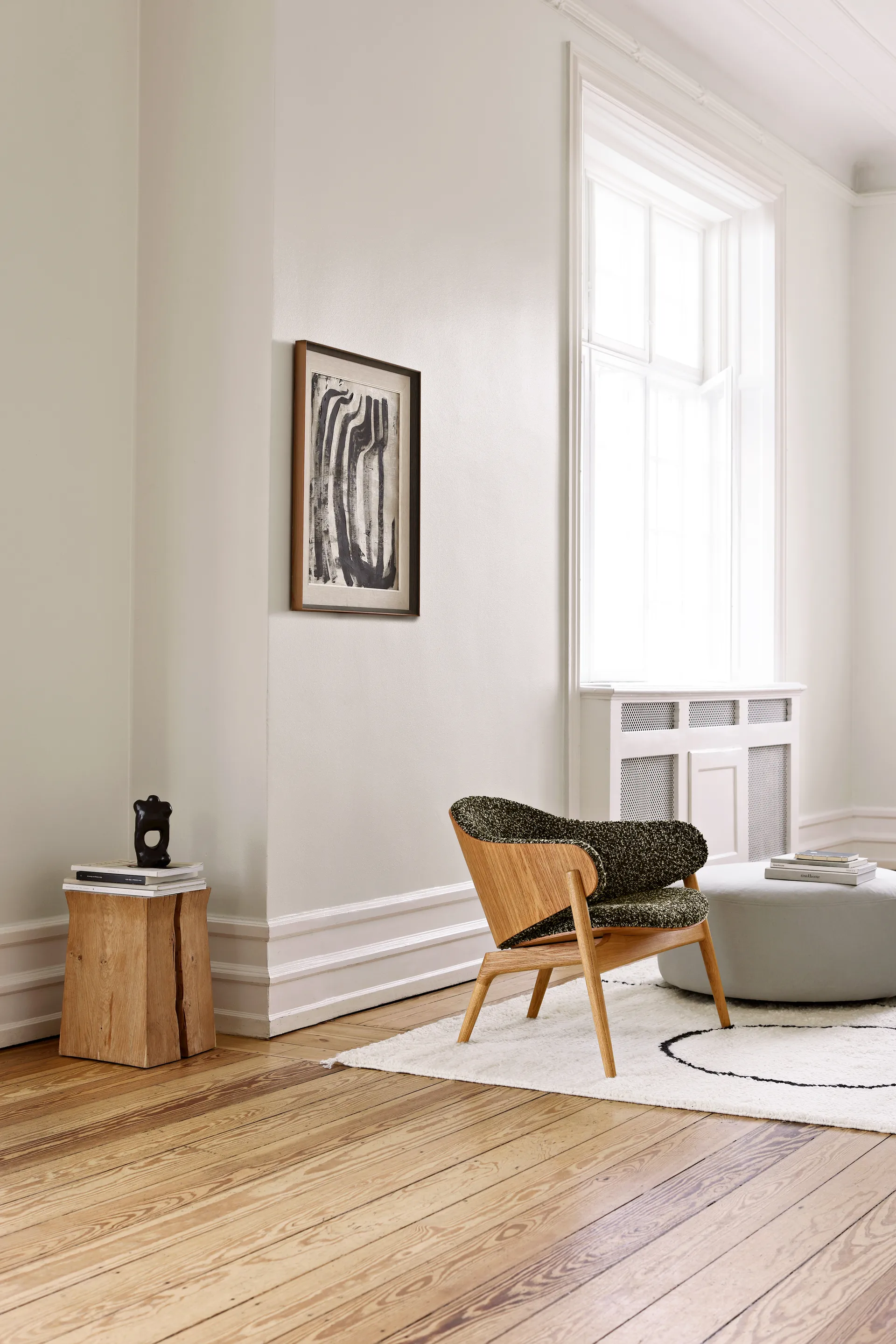 Alba fåtölj framsidesklädd, Oljad ek-curl 39 Eilersen