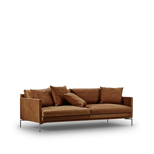 Ash 2-sits soffa - läder ranch 18 brun, borstade stålben - Eilersen
