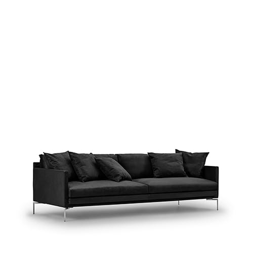 Ash 3-sits soffa - läder ranch 10 svart, borstade stålben - Eilersen