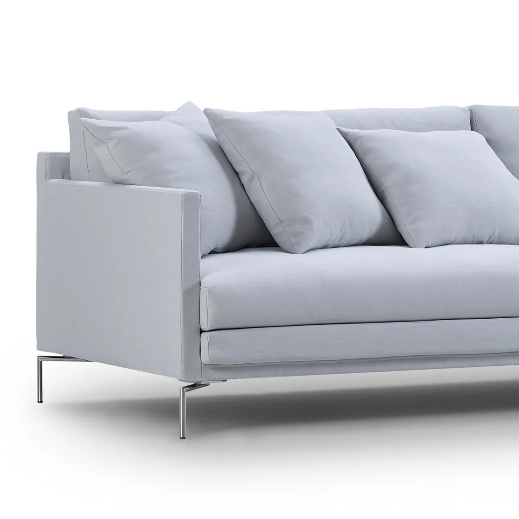 Ash soffa, 3-sits 240 cm tyg Desert 07 vit-borstade stålben Eilersen