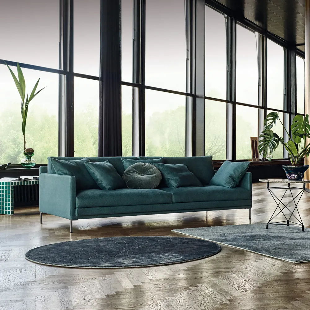 Ash soffa, 3-sits 240 cm tyg Desert 07 vit-borstade stålben Eilersen