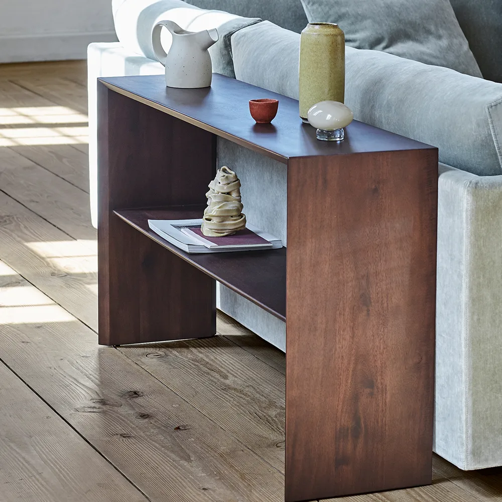 Kant konsolbord med hylla, Oljad ek 120x35x55 Eilersen