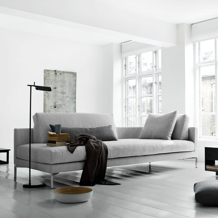 Plano modulsoffa, tyg silvergrå, mattkromade ben Eilersen