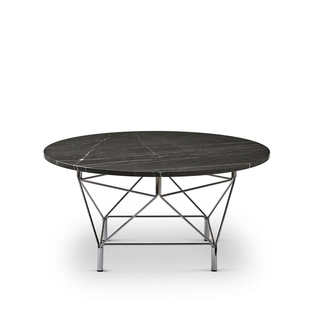 Spider sidobord, kudu grey marmor, ø90cm, förkromat stålstativ Eilersen